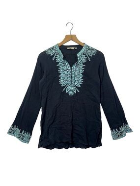 Sulu Embroidered Tunic Top Blouse Cotton Boho Dark Fairy Lightweight